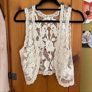 Lace Crochet Cropped Vest